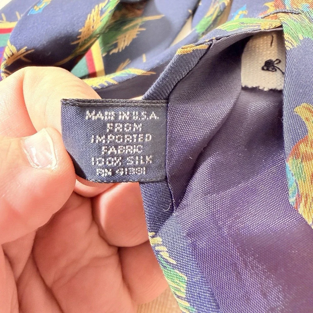 RARE Polo Ralph Lauren Men's Silk‎ Tie Pheasant Neck Tie Handmade